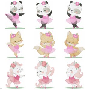 Bailarinas Panda Raposa Unicornio