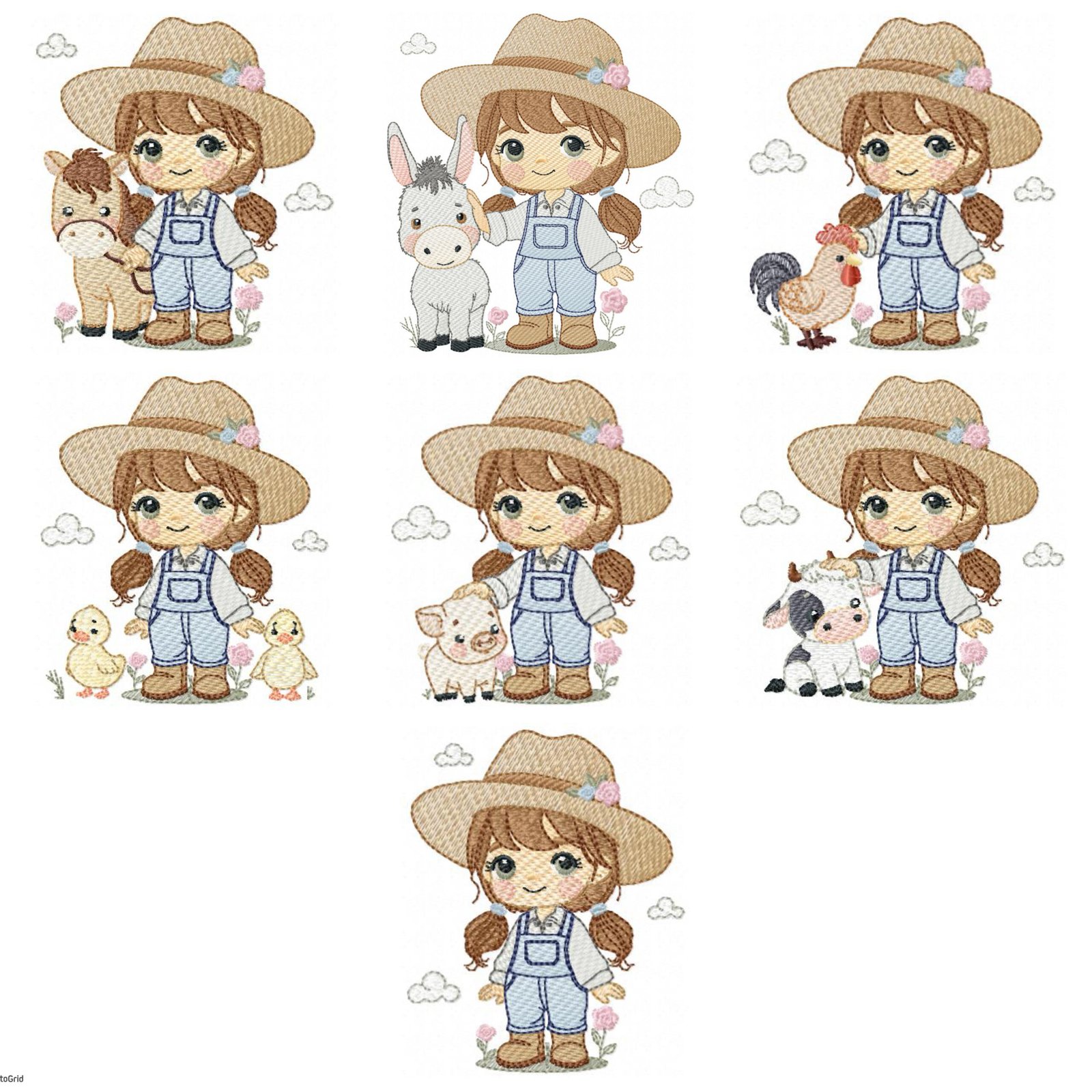 Menina Fazendeira com Animais