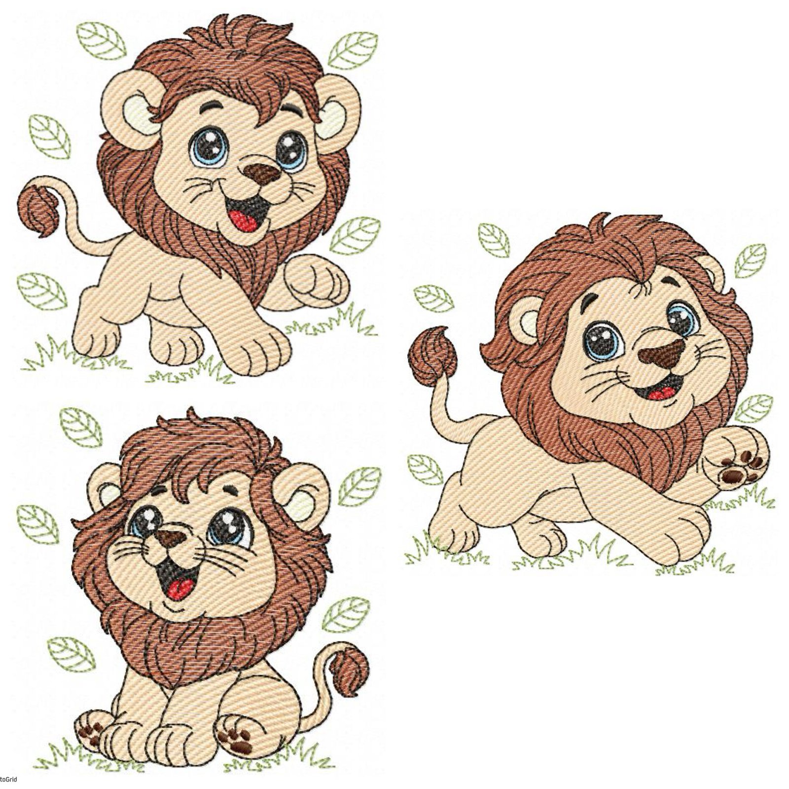 Leão com Folhas Trio