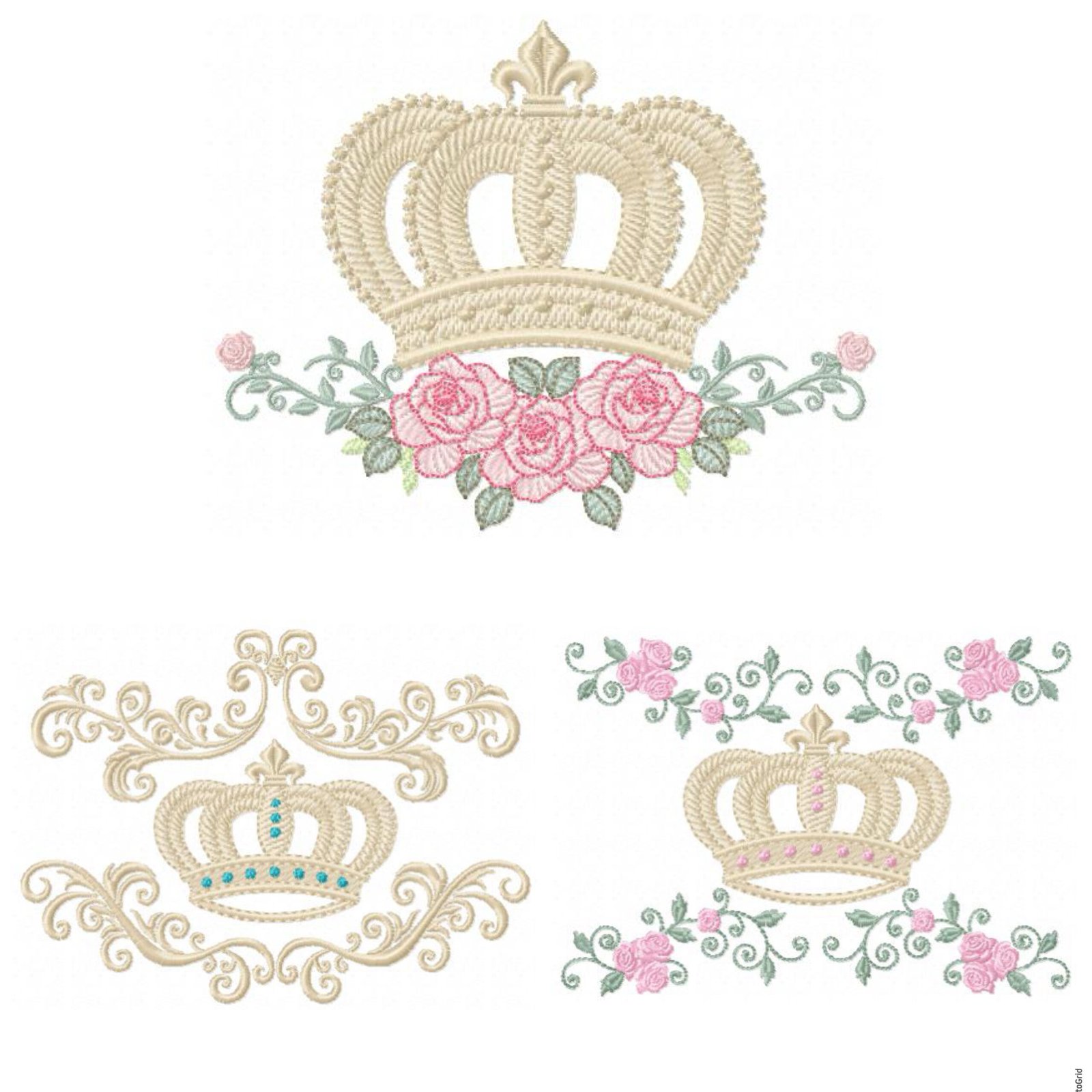 Coroa com Flores e Arabesco