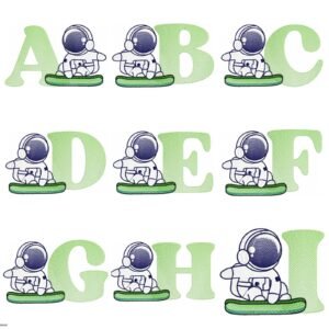 Alfabeto Astronauta Surfando