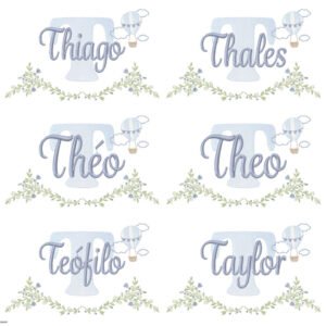 250 Nomes Meninos Com Balão e Nuvens Com Raminho delicado