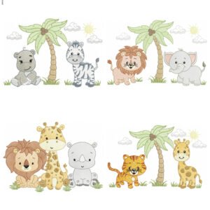 Safari Menino Coqueiro Macaquinho Girafa Leão Zebra