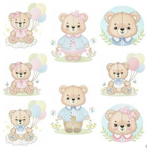 Ursinhos Menino Menina com balões