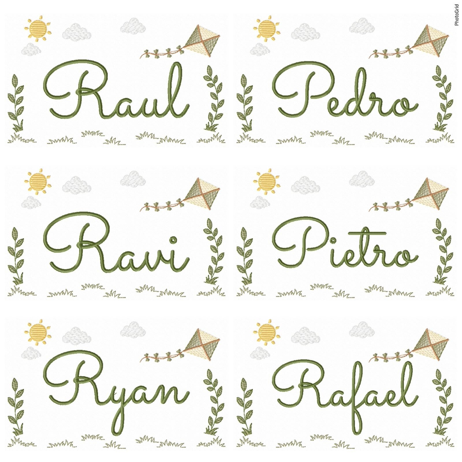 Nomes Meninos pipa Decorado Pronto para bordar