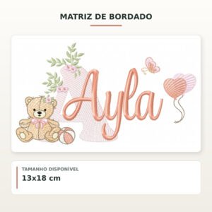Matriz de Bordado Ursinha com Balões Ayla