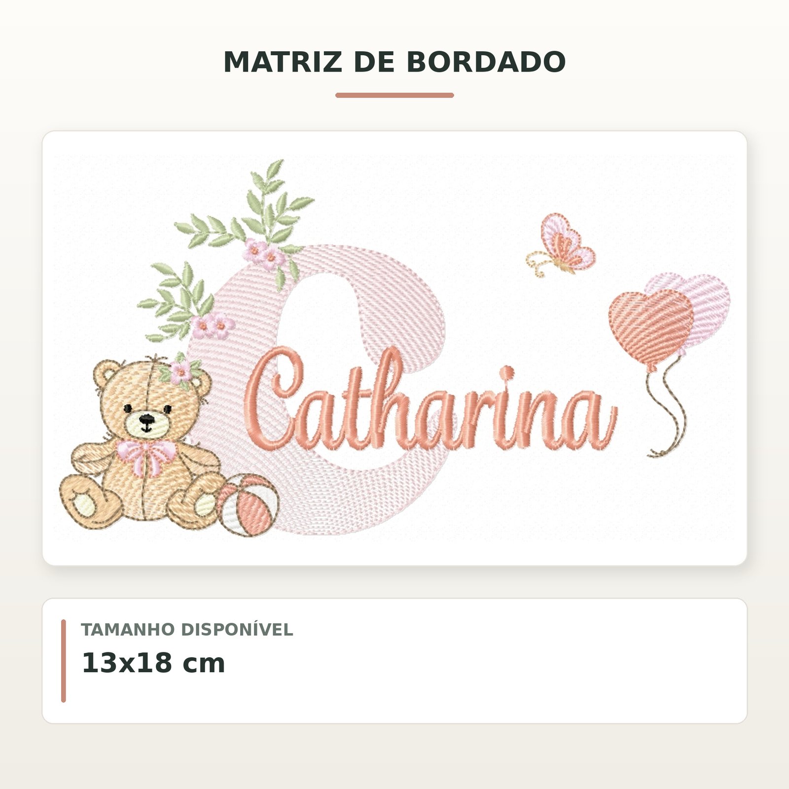 Matriz de Bordado Ursinha com Balões Catharina