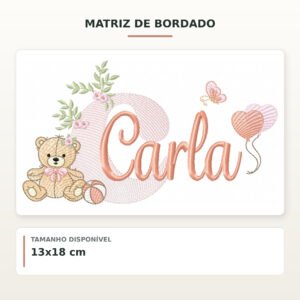Matriz de Bordado Ursinha com Balões Carla