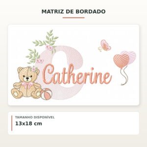 Matriz de Bordado Ursinha com Balões Catherine