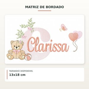 Matriz de Bordado Ursinha com Balões Clarissa
