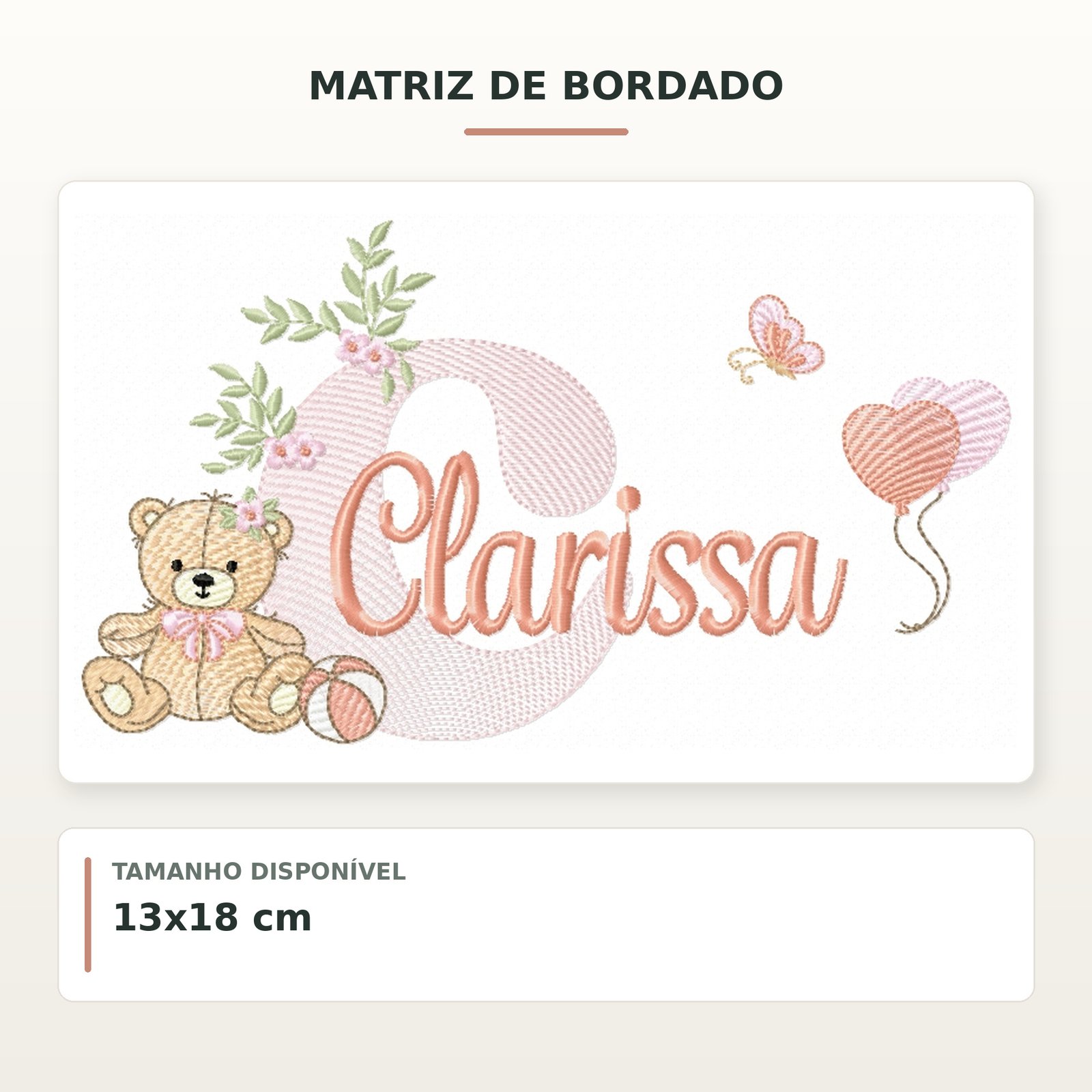 Matriz de Bordado Ursinha com Balões Clarissa