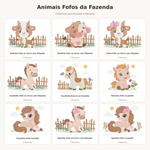 Kit Matrizes de Bordado Animais da Fazendinha