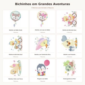 Coleção de Bordados Bichinhos em Grandes Aventuras