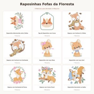 Kit Matrizes de Bordado Raposinhas da Floresta