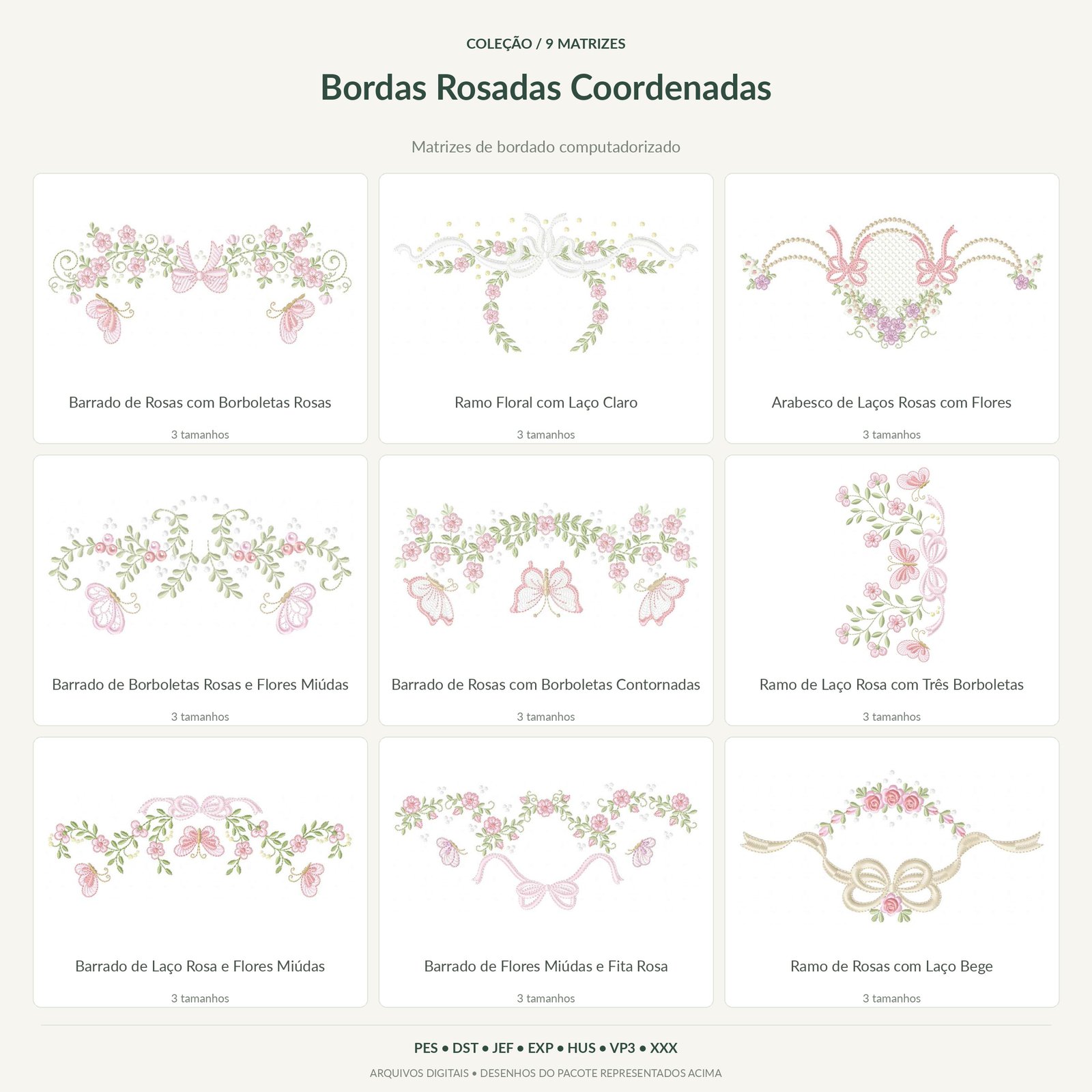 Coleção de Matrizes de Bordas Rosadas Coordenadas