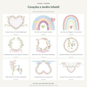 Coleção de Matrizes de Corações e Jardim Infantil