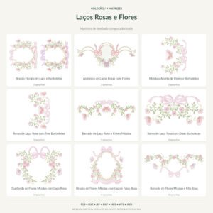 Coleção de Matrizes de Laços Rosas e Flores