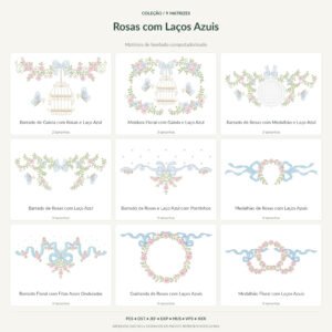 Coleção de Matrizes de Rosas com Laços Azuis