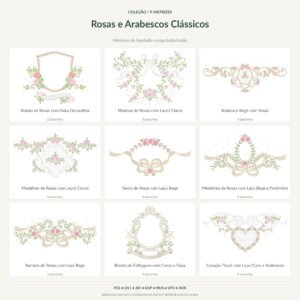 Coleção de Matrizes de Rosas e Arabescos Clássicos