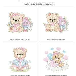 Coleção de Ursinhas Bebês Rosas