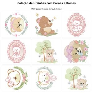 Coleção de Ursinhas com Coroas e Ramos
