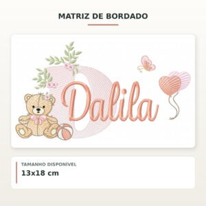Matriz de Bordado Ursinha com Balões Dalila