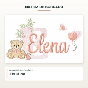 Matriz de Bordado Ursinha com Balões Elena