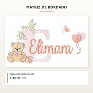 Matriz de Bordado Ursinha com Balões Elimara