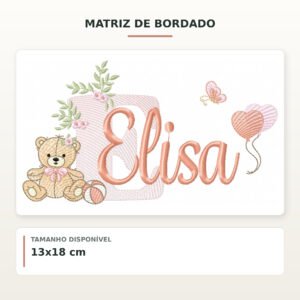 Matriz de Bordado Ursinha com Balões Elisa