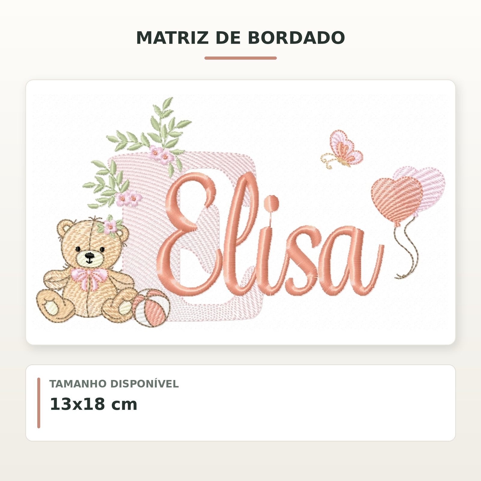 Matriz de Bordado Ursinha com Balões Elisa