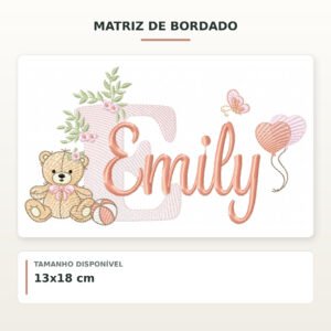 Matriz de Bordado Ursinha com Balões Emily