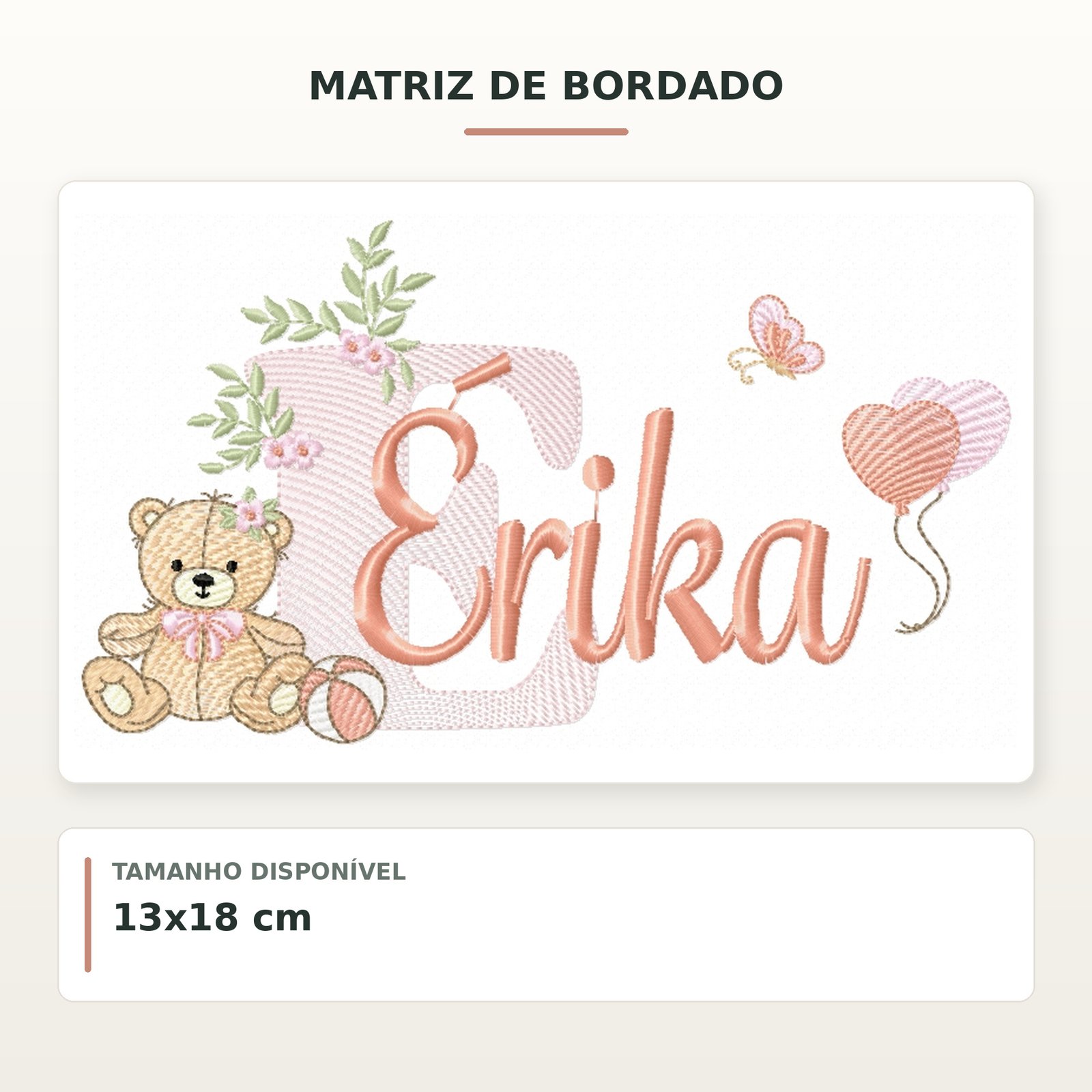 Matriz de Bordado Ursinha com Balões Érika
