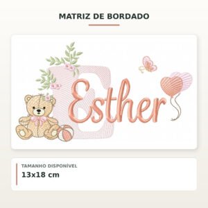 Matriz de Bordado Ursinha com Balões Esther