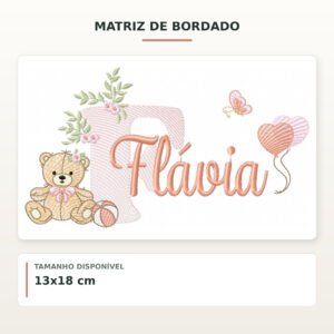 Matriz de Bordado Ursinha com Balões Flávia