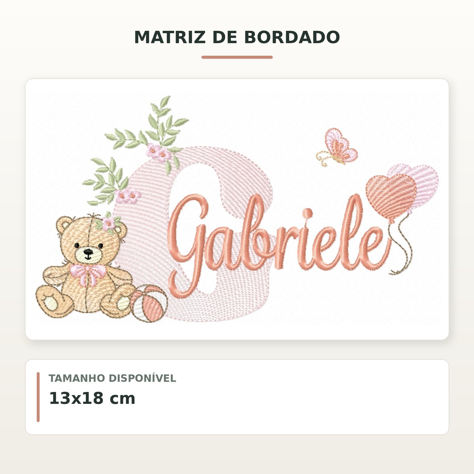 Matriz de Bordado Ursinha com Balões Gabriele