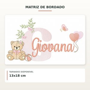 Matriz de Bordado Ursinha com Balões Giovana