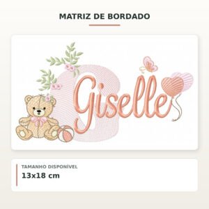 Matriz de Bordado Ursinha com Balões Giselle