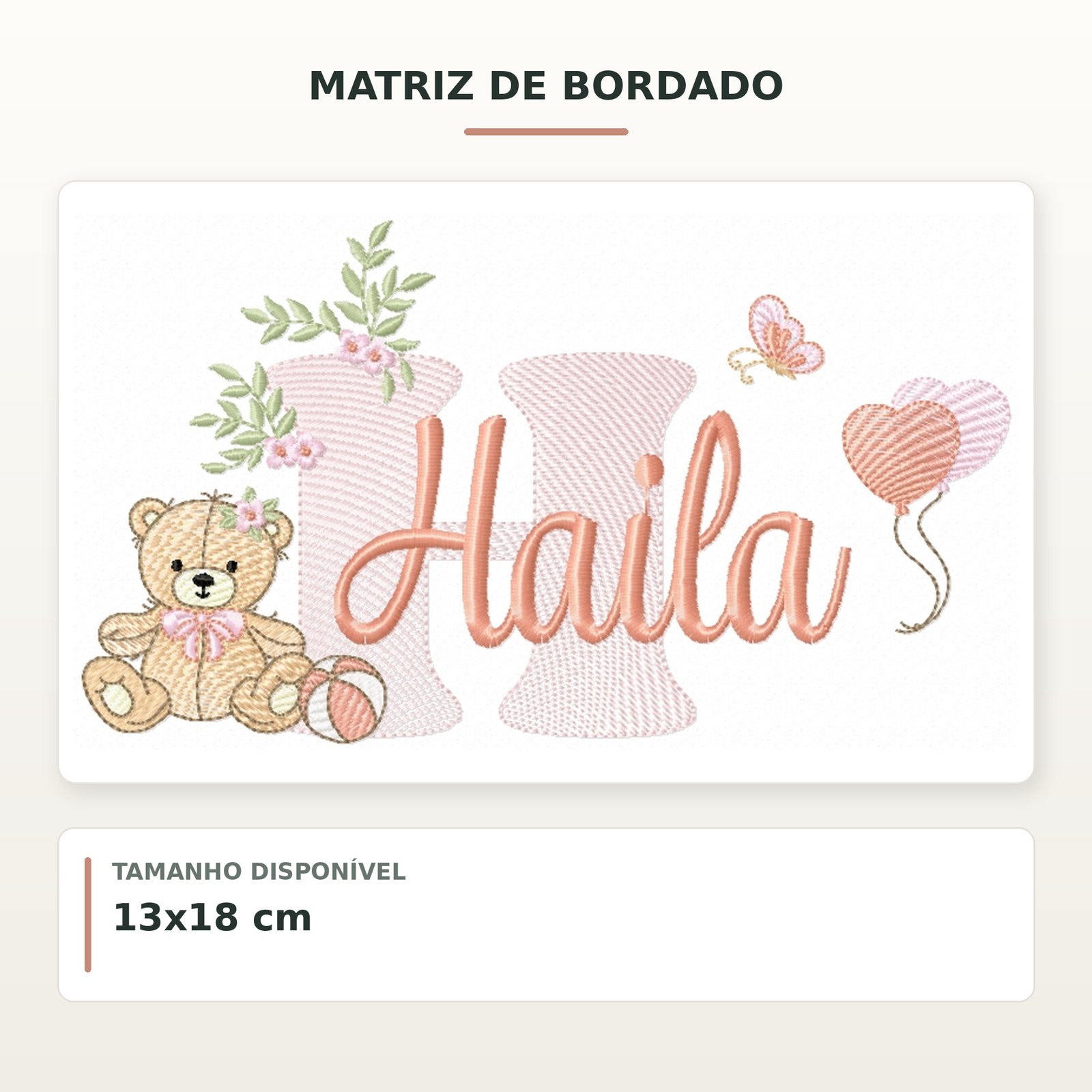 Matriz de Bordado Ursinha com Balões Haila