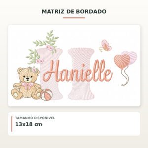 Matriz de Bordado Ursinha com Balões Hanielle