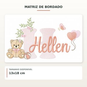 Matriz de Bordado Ursinha com Balões Hellen