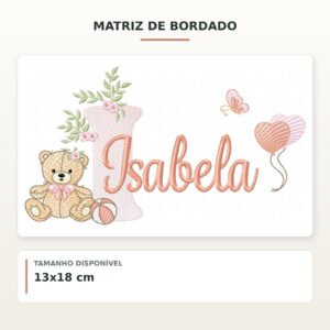 Matriz de Bordado Ursinha com Balões Isabela