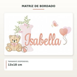 Matriz de Bordado Ursinha com Balões Isabella