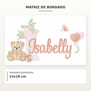 Matriz de Bordado Ursinha com Balões Isabelly