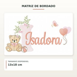 Matriz de Bordado Ursinha com Balões Isadora