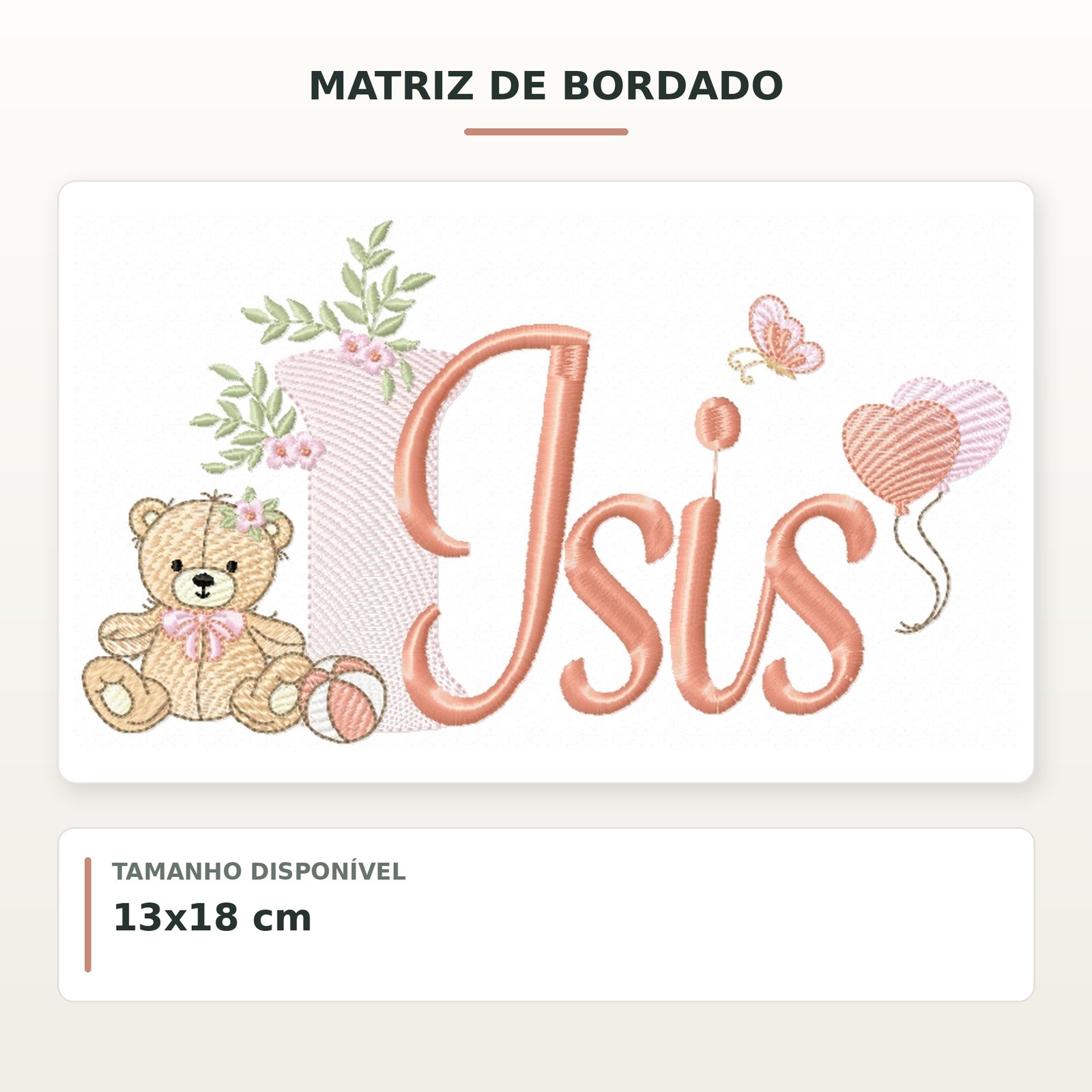 Matriz de Bordado Ursinha com Balões Isis