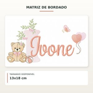 Matriz de Bordado Ursinha com Balões Ivone