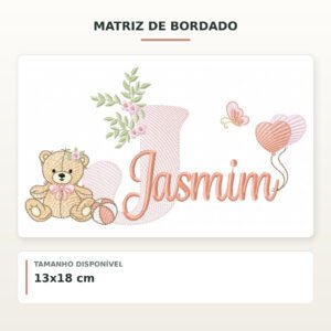 Matriz de Bordado Ursinha com Balões Jasmim