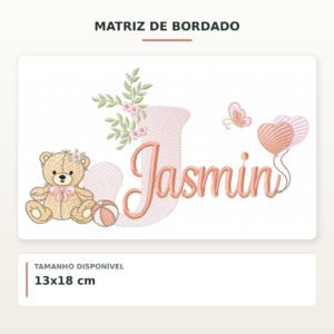 Matriz de Bordado Ursinha com Balões Jasmin