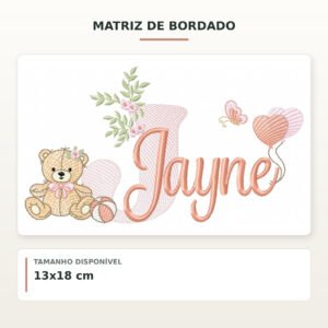 Matriz de Bordado Ursinha com Balões Jayne