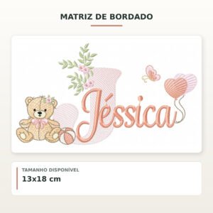 Matriz de Bordado Ursinha com Balões Jéssica